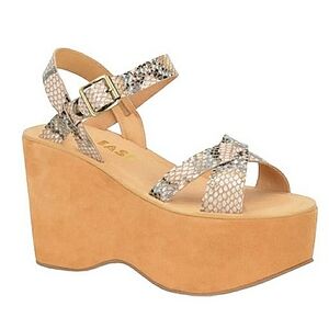 Free People x Kork-Ease Elysse Suede Platform Snakeskin Embossed Leather Wedge 8